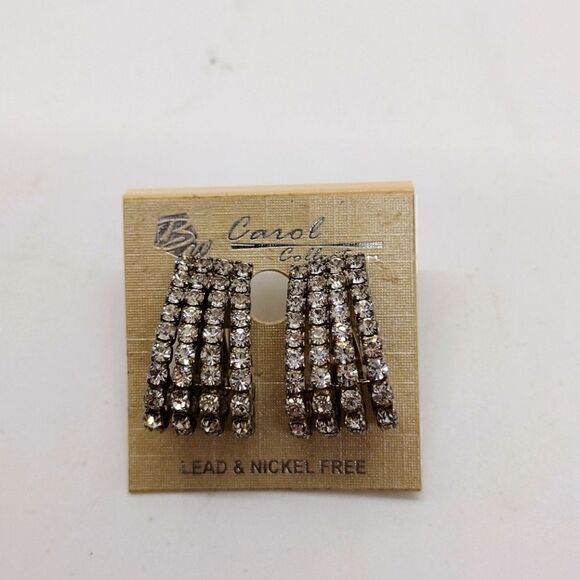 Carol Collection Rhinestone Clip on Earrings - Picture 1 of 2